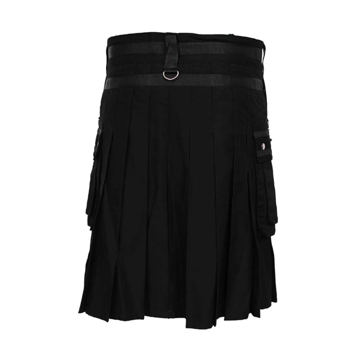 Black Deluxe Utility Kilt Heavy Cotton With Chain