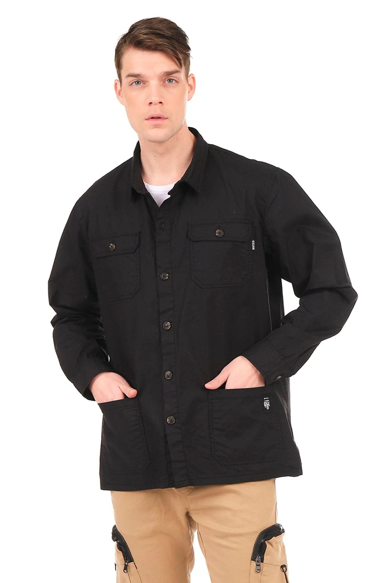 Constructed Cotton Shirt Jacket - Black