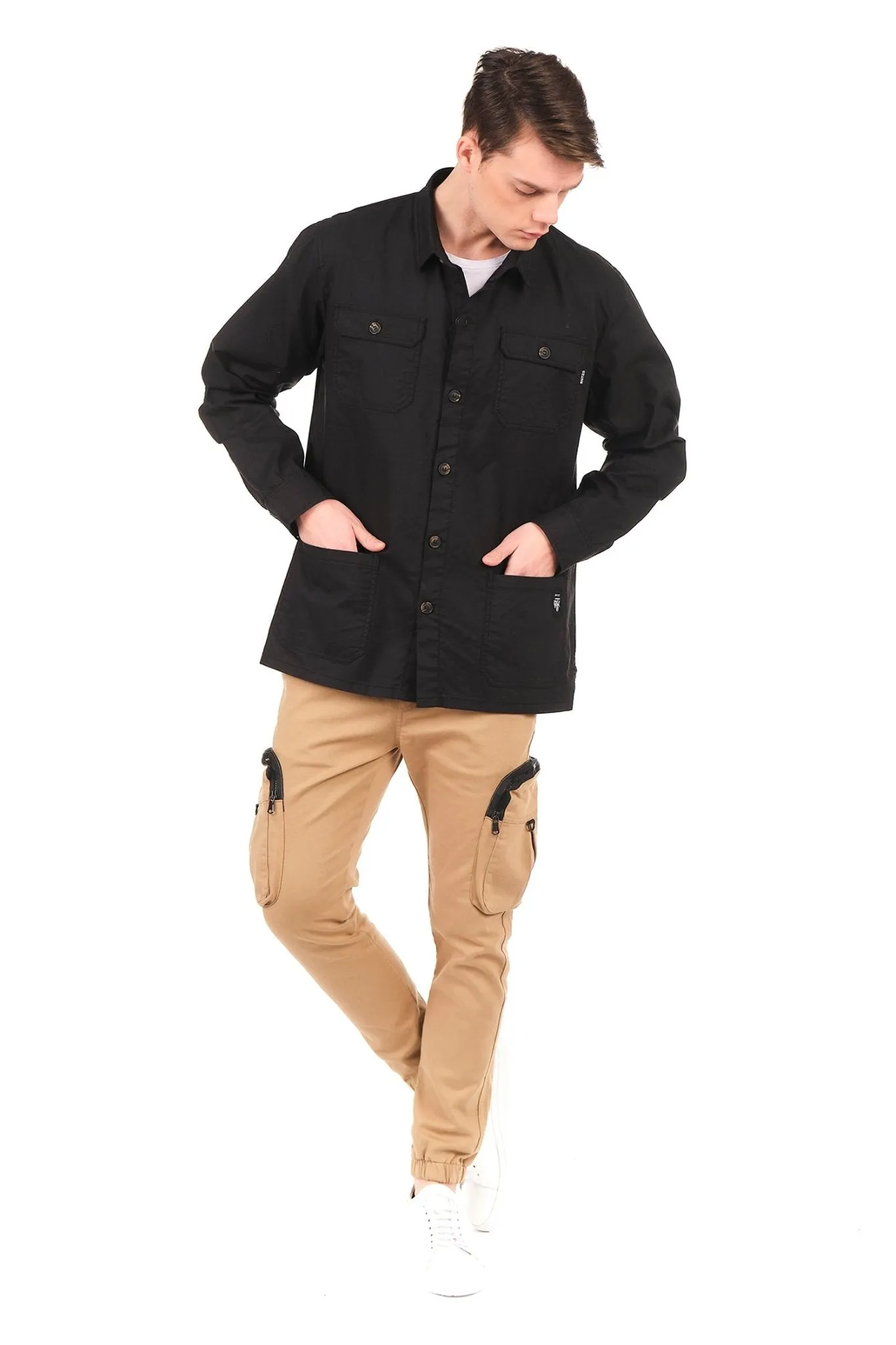 Constructed Cotton Shirt Jacket - Black
