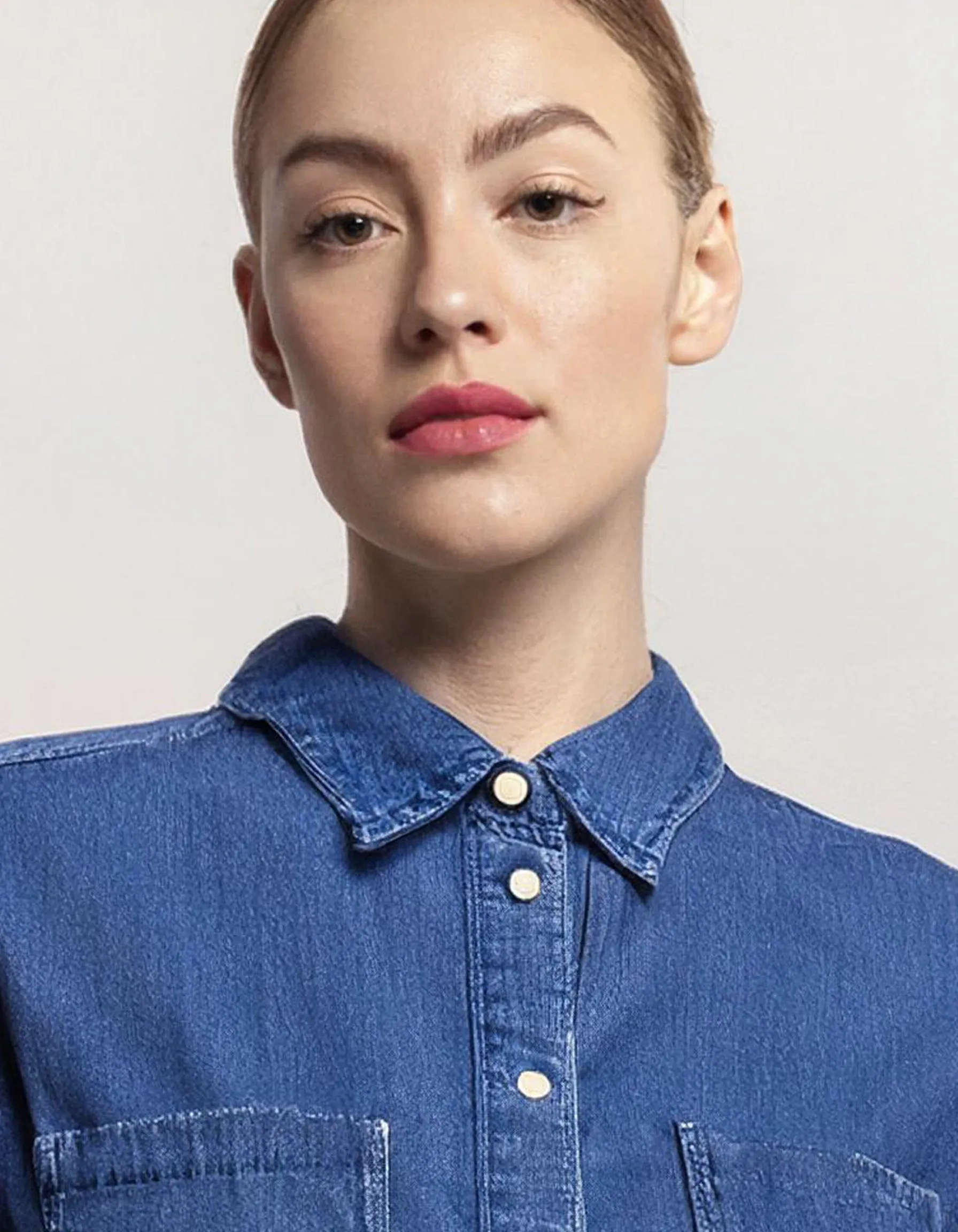 Medium Blue Sleeveless Denim Shirt